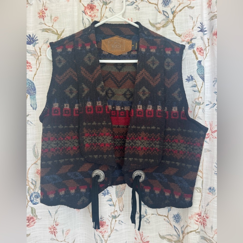 Southwestern Pattern Tassel-Front Woolrich Vest